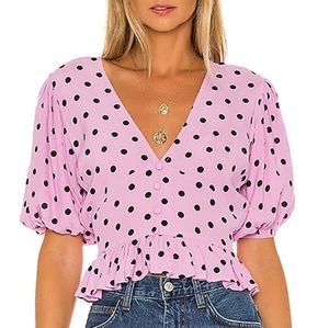 Faithfull The Brand Mona Crop Peplum Top i…